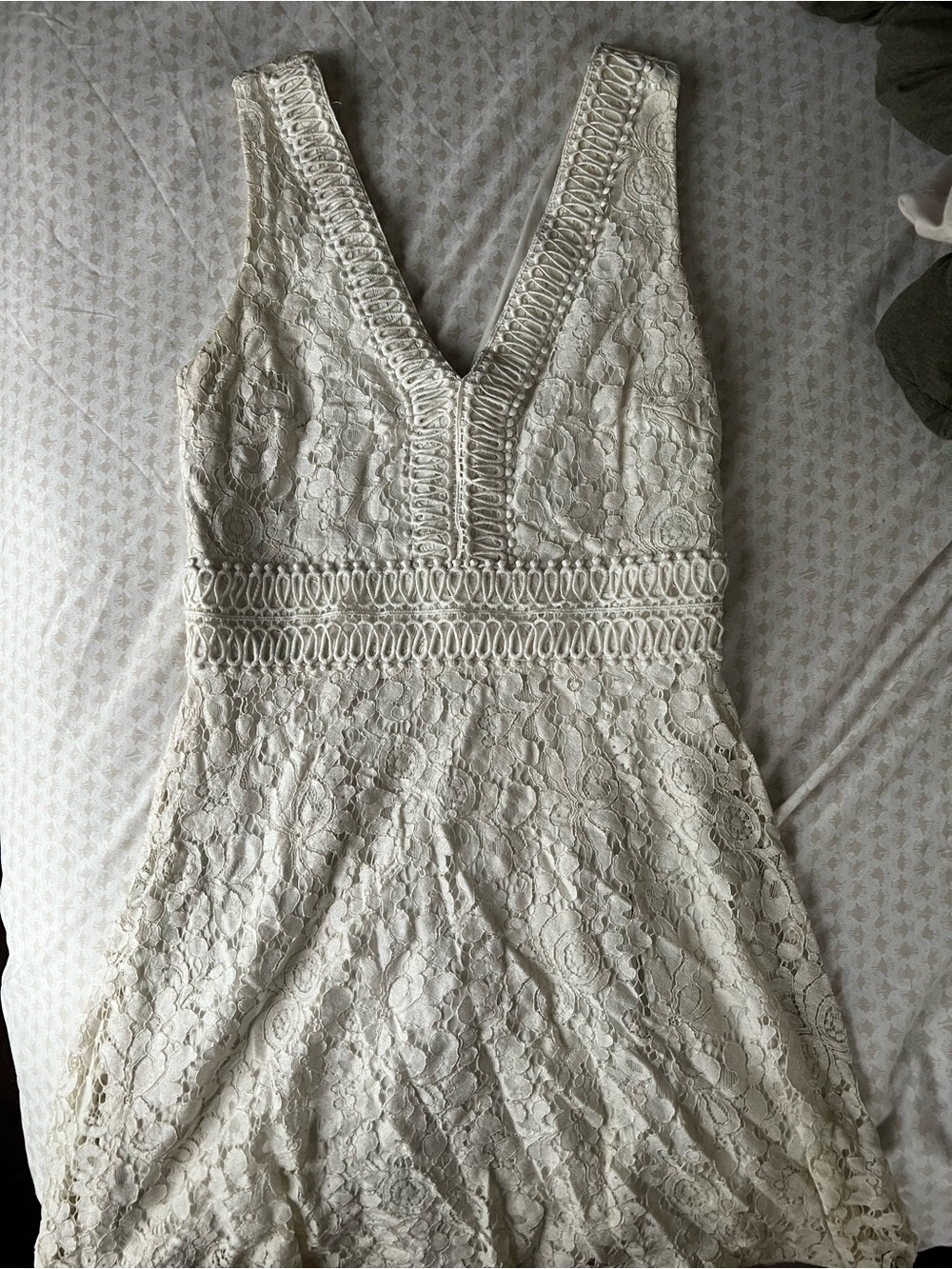 Francesca's Collections Cream Lace V-Neck Slip Dress